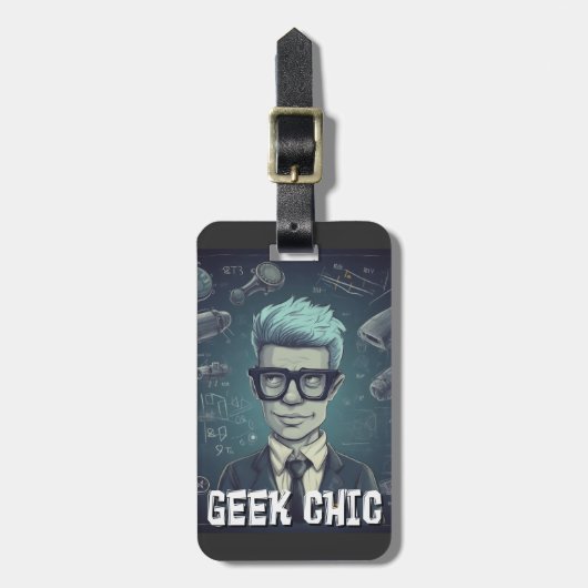 Geek Chic AI Generated- Funny Sarcastic Nerdy Geek Gepäckanhänger (Vorderseite vertikal)