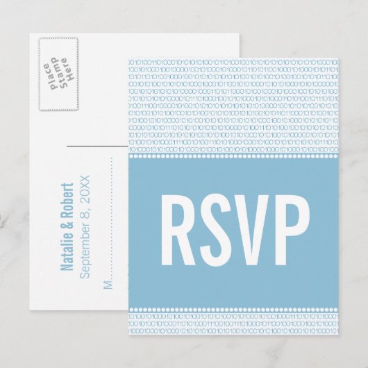 Geek Chic Binary Code UAWG Postcard, blau Einladungspostkarte (Vorne/Hinten)