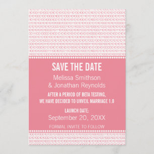 Geek Chic Binary Save the Date einladen, Pink