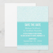 Geek Chic Binary Save the Date Invite, Aqua (Vorne/Hinten)