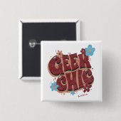 Geek-Chic-Handschrift-Blumen-Textdesign Button (Vorne & Hinten)