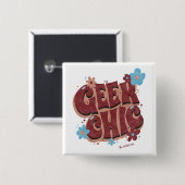 Geek Chic Handschrift gezeichneter Blumentext-Desi Button (Vorne & Hinten)