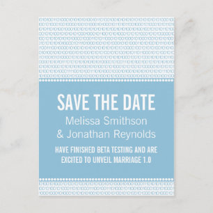 Geek Chic Save the Date Postcard, blau Ankündigungspostkarte