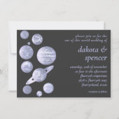 Geek Chic Wedding | Dusty Lavender Lila Planeten Einladung (Vorderseite)