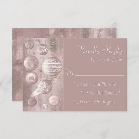 Geek Chic Wedding | Kupfer Rose Gold Shiny RSVP Karte (Vorne/Hinten)