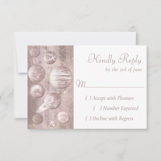 Geek Chic Wedding | Kupfer Rose Gold Shiny RSVP Karte (Vorderseite)