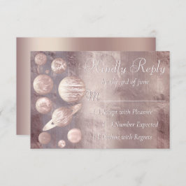 Geek Chic Wedding | Kupfer-Rose-Goldplanen RSVP Karte