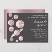 Geek Chic Wedding | Mauve Pink Grey Solar System Einladung (Vorne/Hinten)