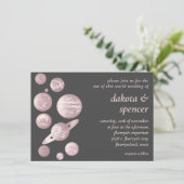 Geek Chic Wedding | Mauve Pink Grey Solar System Einladung (Stehend Vorderseite)