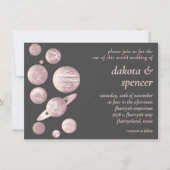 Geek Chic Wedding | Mauve Pink Grey Solar System Einladung (Vorderseite)