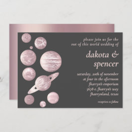 Geek Chic Wedding | Mauve Pink Grey Solar System Einladung