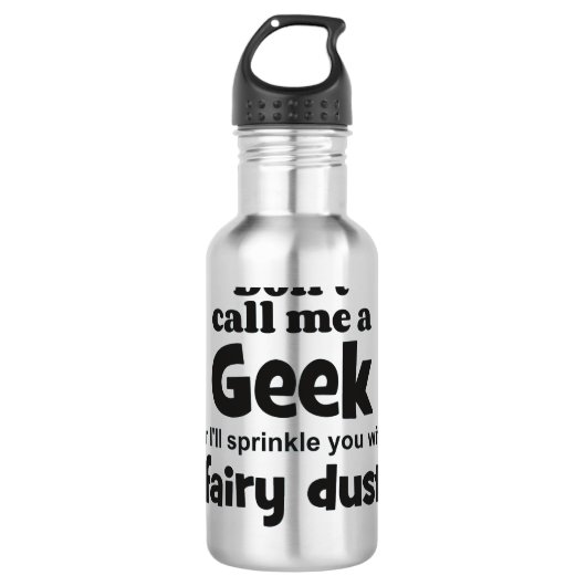 Geek-Feenstaub bf Edelstahlflasche (Vorderseite)