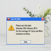 Geek-Fehlermeldung Save the Date Einladung (Stehend Vorderseite)