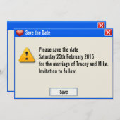 Geek-Fehlermeldung Save the Date Einladung (Vorne/Hinten)