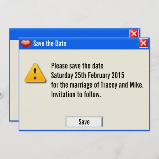 Geek-Fehlermeldung Save the Date Einladung (Vorne/Hinten)