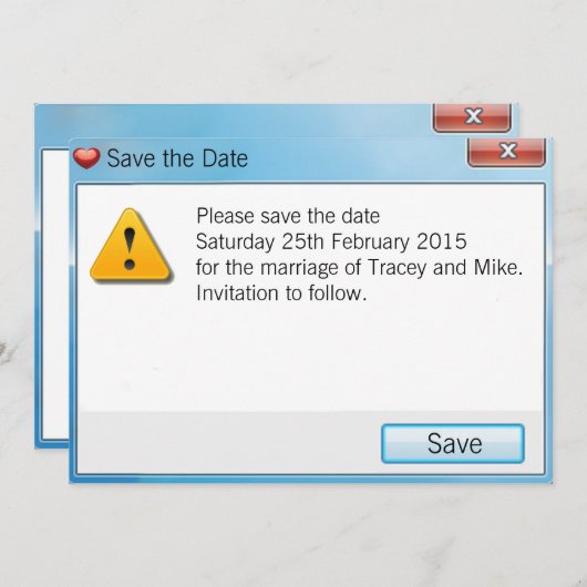 Geek-Fehlermeldung Save the Date Einladung Blau (Vorne/Hinten)