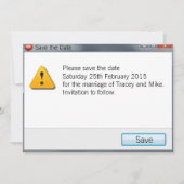 Geek-Fehlermeldung Save the Date Einladung grau (Vorderseite)
