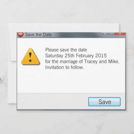 Geek-Fehlermeldung Save the Date Einladung grau (Vorderseite)