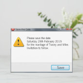 Geek-Fehlermeldung Save the Date Einladung grau (Stehend Vorderseite)