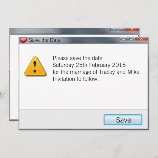 Geek-Fehlermeldung Save the Date Einladung grau (Vorne/Hinten)