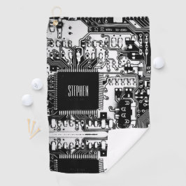 Geek für die Schwarz-weiße Leiterkarte Golfhandtuch