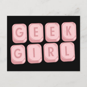 Geek Girl Pink Tastatur Postkarte
