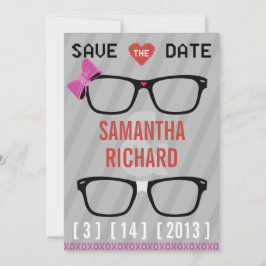 Geek Glasses & Hearts Wedding Save the Date