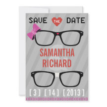Geek Glasses & Hearts Wedding Save the Date