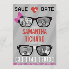 Geek Glasses & Hearts Wedding Save the Date