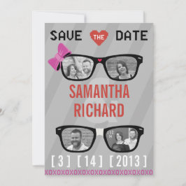 Geek Glasses & Hearts Wedding Save the Date