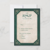 Geek Green Library Book Literary Wedding RSVP Karte (Vorderseite)