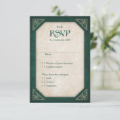 Geek Green Library Book Literary Wedding RSVP Karte (Stehend Vorderseite)