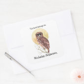 Geek Hipster Owl in Brille Cooles Buchzeichen Quadratischer Aufkleber (Umschlag)