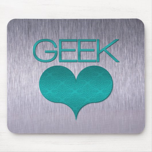 Geek Liebe (Herz) Mousepad, Türkis Mousepad (Vorne)