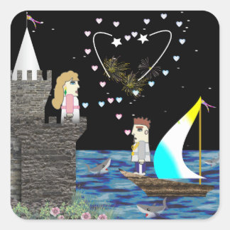 Geek Liebe Old Game School Custom Quadratischer Aufkleber