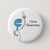 Geek-lustige Cartoon-Roboter-Liebe-Chemie Button (Vorderseite)