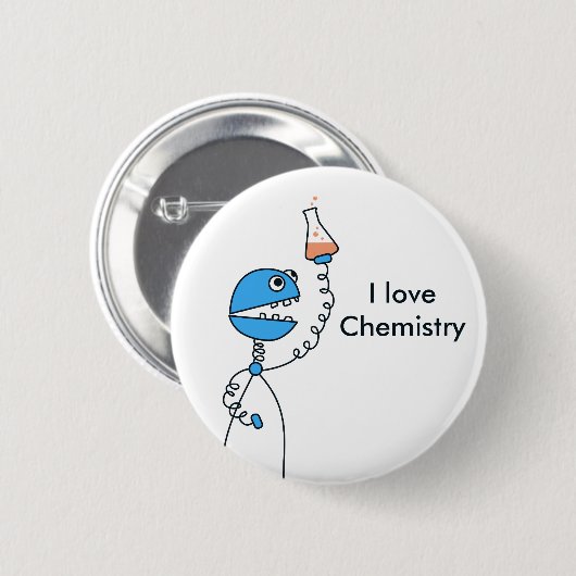 Geek-lustige Cartoon-Roboter-Liebe-Chemie Button (Vorne & Hinten)