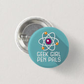 Geek-Mädchen-Brieffreund-"Atom-" Button (Vorne & Hinten)