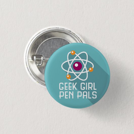 Geek-Mädchen-Brieffreund-"Atom-" Button (Vorne & Hinten)