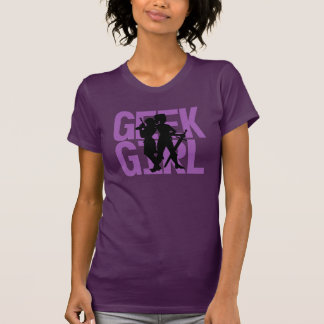Geek-Mädchen-lila T-Shirt