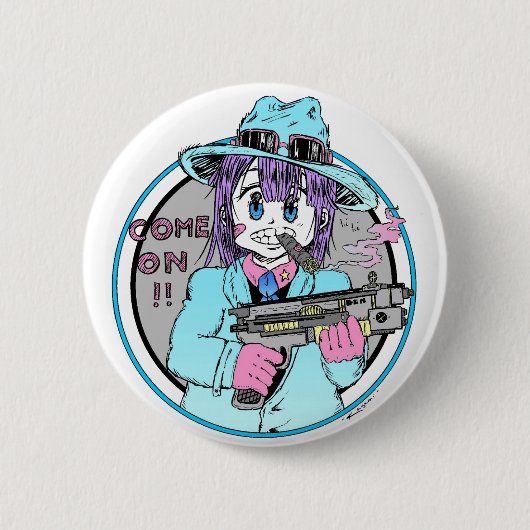 Geek Manga Gunn girl Button (Vorderseite)