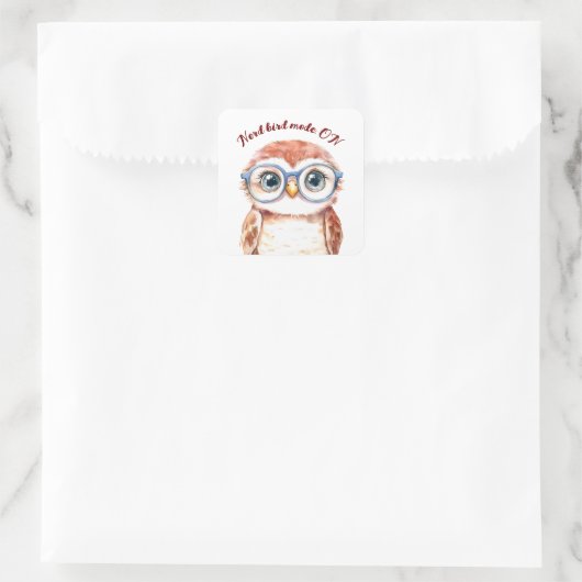 Geek Nerd Bird Quadratischer Aufkleber (Tasche)