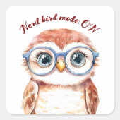 Geek Nerd Bird Quadratischer Aufkleber (Vorderseite)