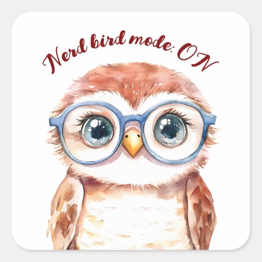 Geek Nerd Bird Quadratischer Aufkleber (Vorderseite)