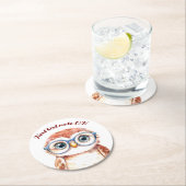 Geek Nerd Bird Runder Pappuntersetzer (Vor Ort)