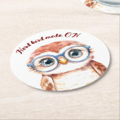 Geek Nerd Bird Runder Pappuntersetzer (Angewinkelt)
