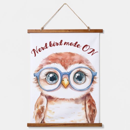 Geek Nerd Bird Wandteppich Mit Holzrahmen (Vorderseite)