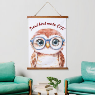Geek Nerd Bird Wandteppich Mit Holzrahmen