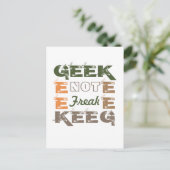 Geek not Freak Postkarte (Stehend Vorderseite)
