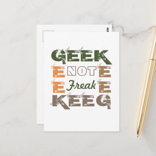 Geek not Freak Postkarte (Vorderseite/Rückseite Beispiel)